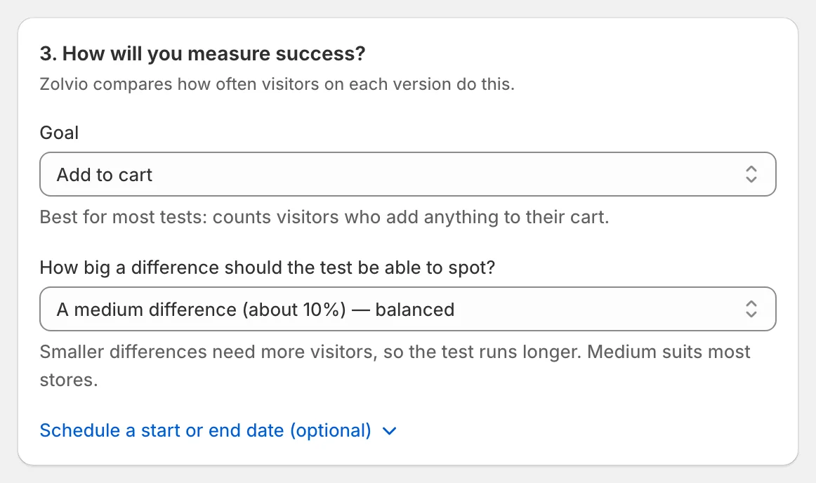 How will you measure success: Goal and difference to spot