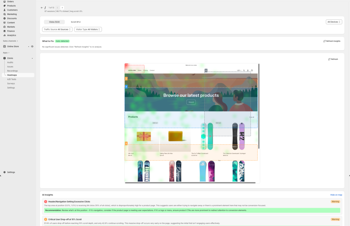 Heatmap overlay view