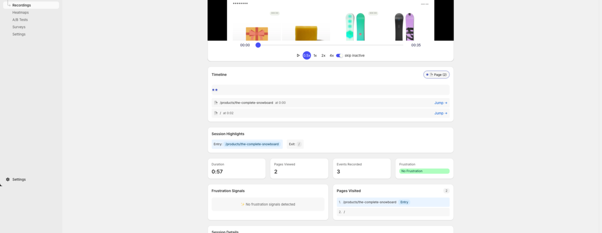 Frustration signals panel