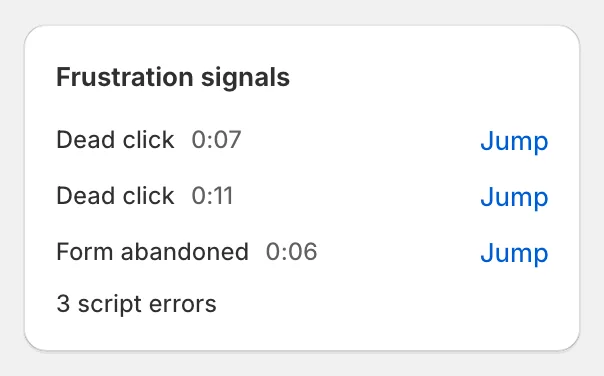 Frustration signals card