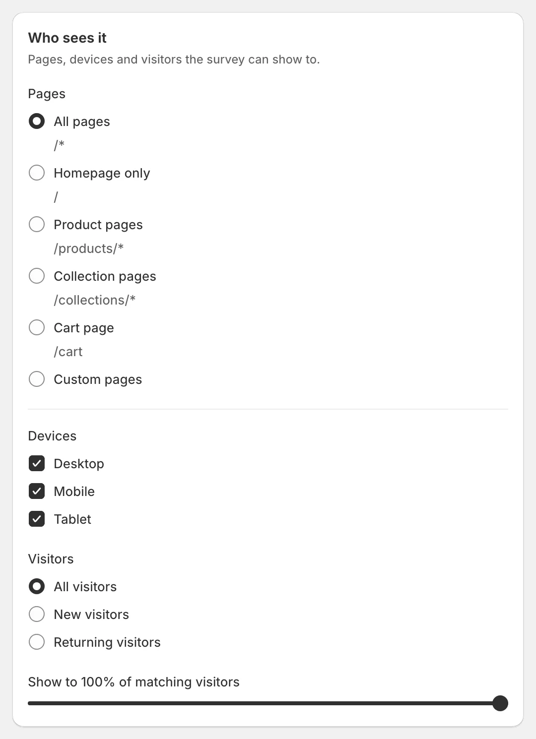 Who sees it: pages, devices and visitors